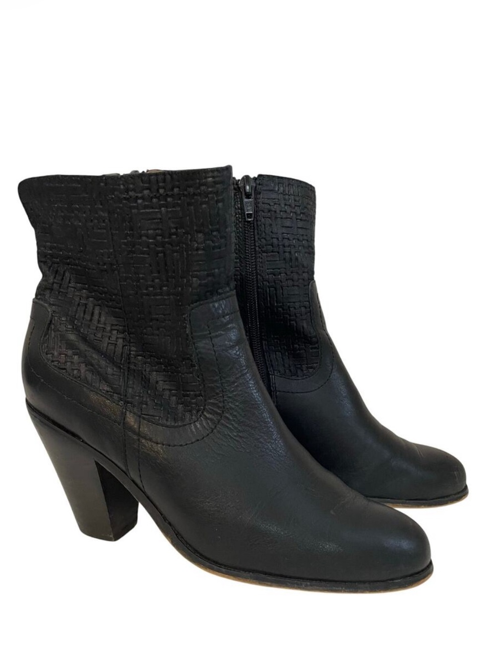 Corso Como Harvest Ankle Boot Black Leather Western Boho Cuban Heel Women's 8